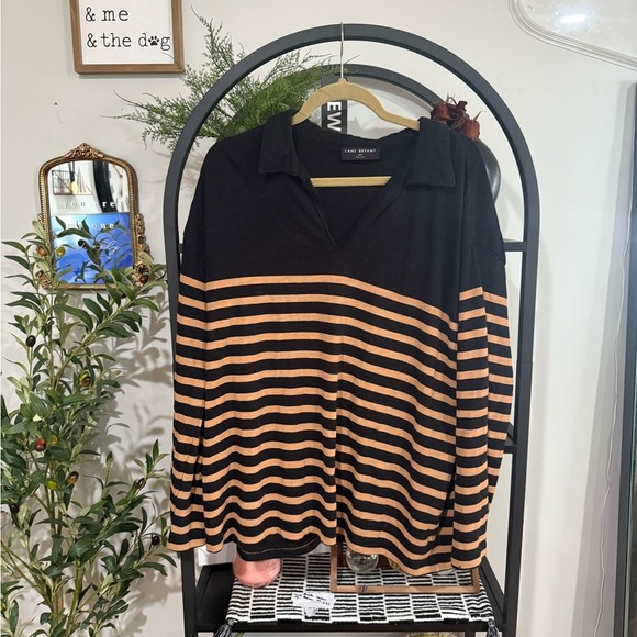 Lane Bryant Black and Brown Striped sweater size 18 - Picture 2 of 9